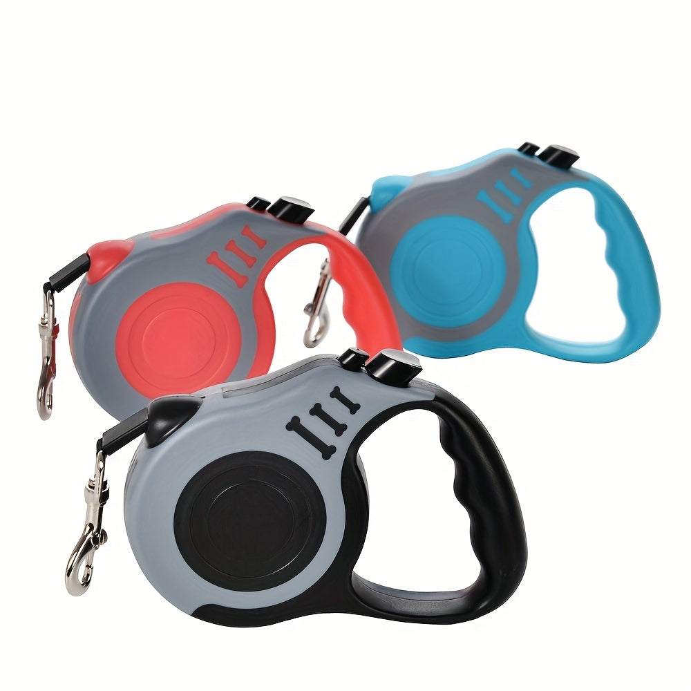 One Double Switch Pet Retractable Leash Colorful Bone Pattern Dog Nylon Rope