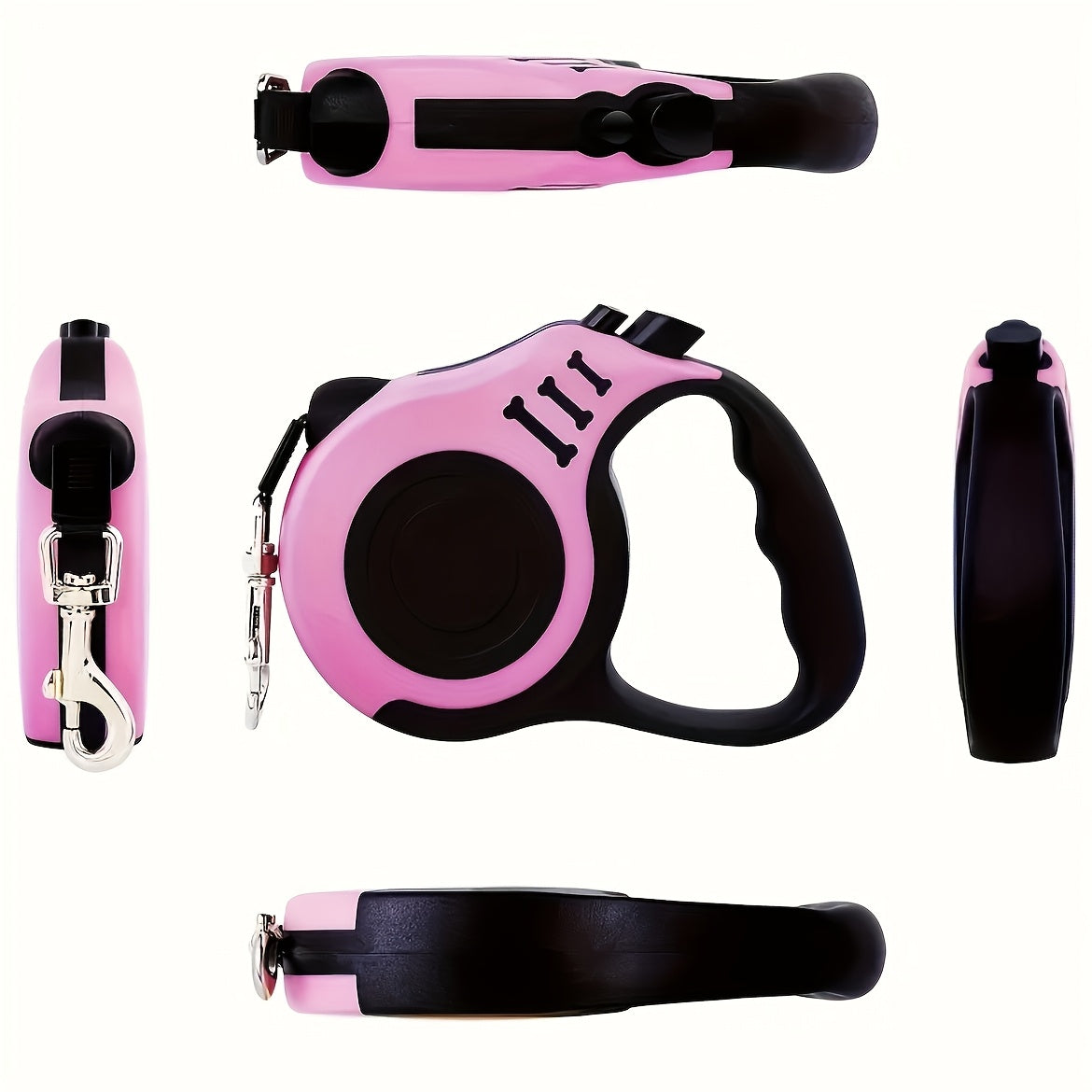 One Double Switch Pet Retractable Leash Colorful Bone Pattern Dog Nylon Rope