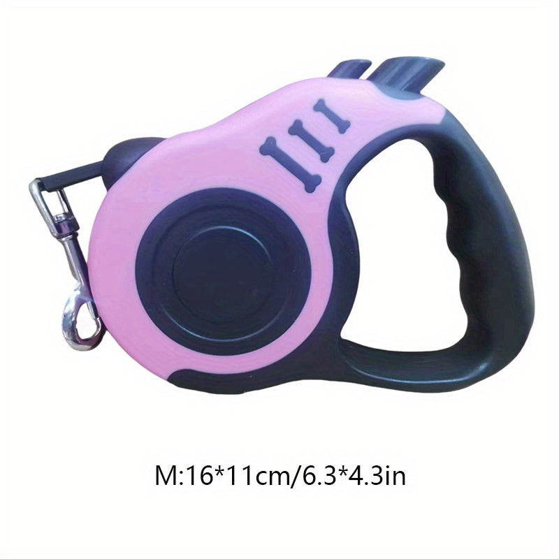 One Double Switch Pet Retractable Leash Colorful Bone Pattern Dog Nylon Rope