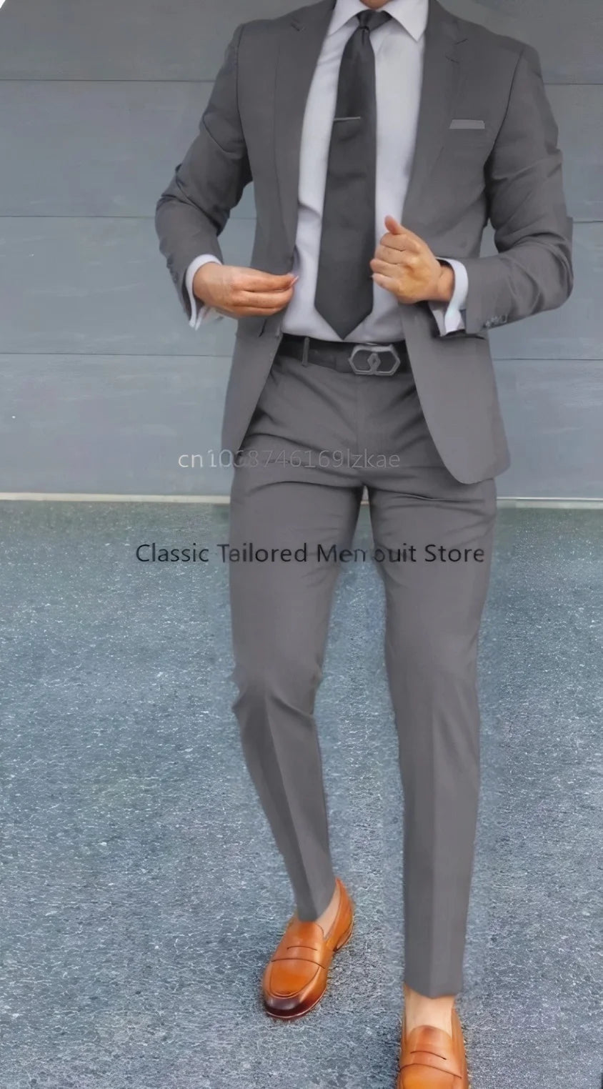 Men's Suit 2 Piece Suit Jacket Pants Formal Wedding Tuxedo Groom Clothes Custom Color Blazer XS-5XL