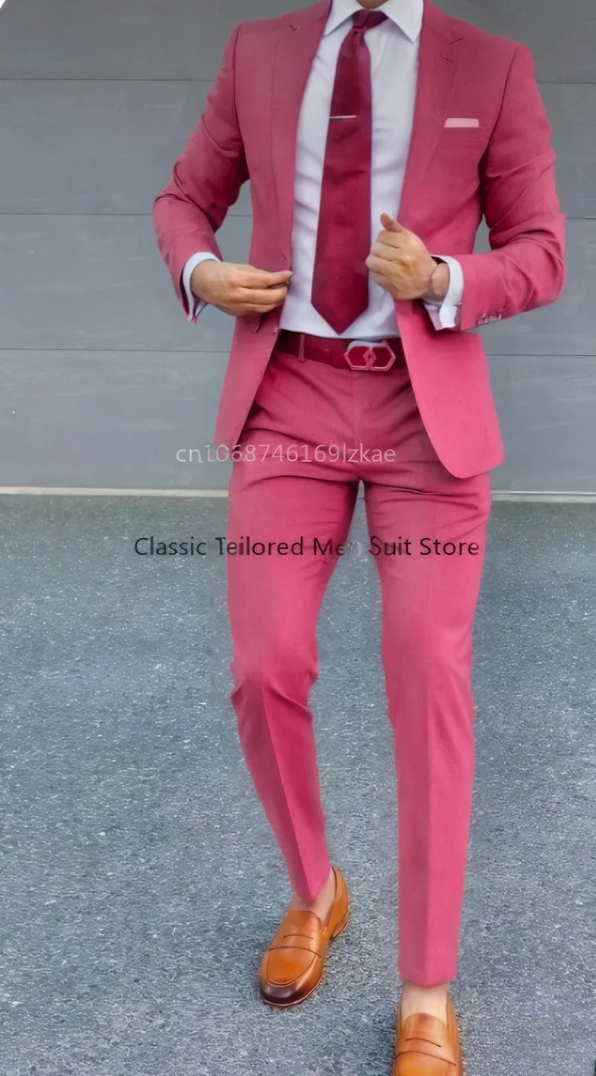 Men's Suit 2 Piece Suit Jacket Pants Formal Wedding Tuxedo Groom Clothes Custom Color Blazer XS-5XL
