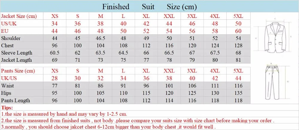 Men's Suit 2 Piece Suit Jacket Pants Formal Wedding Tuxedo Groom Clothes Custom Color Blazer XS-5XL
