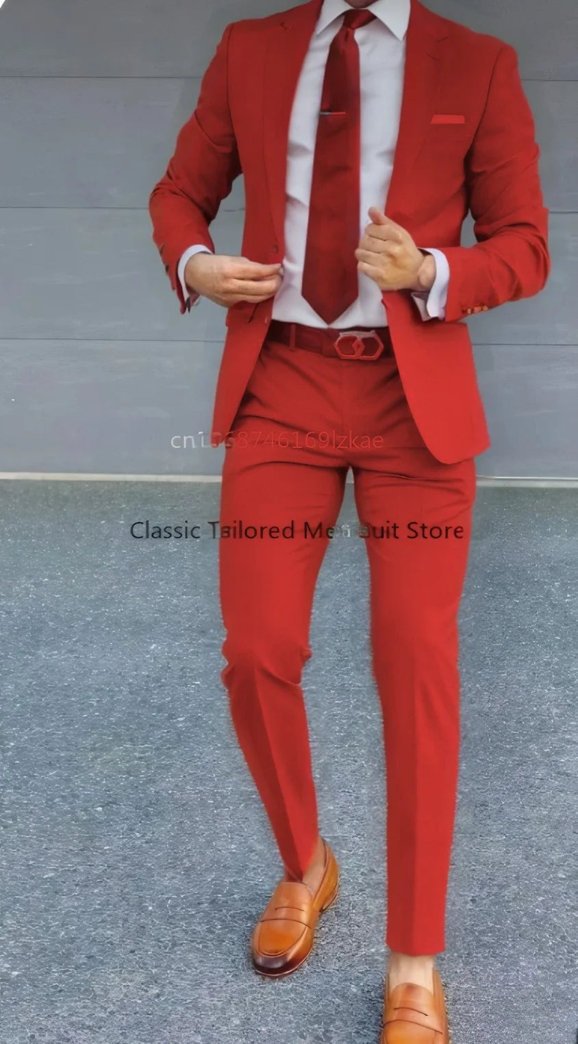 Men's Suit 2 Piece Suit Jacket Pants Formal Wedding Tuxedo Groom Clothes Custom Color Blazer XS-5XL
