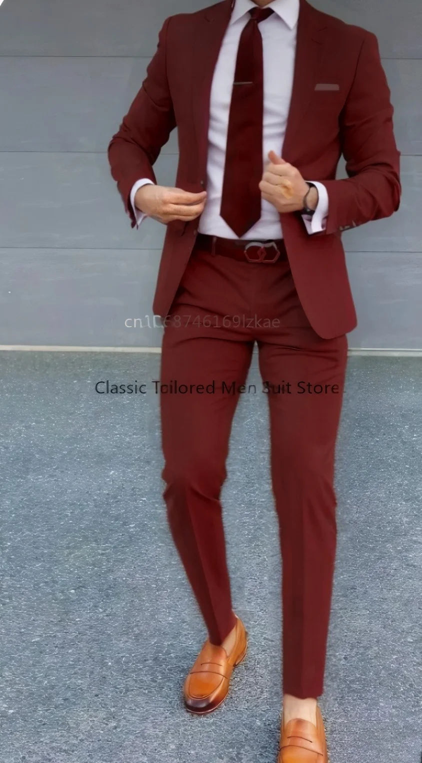 Men's Suit 2 Piece Suit Jacket Pants Formal Wedding Tuxedo Groom Clothes Custom Color Blazer XS-5XL
