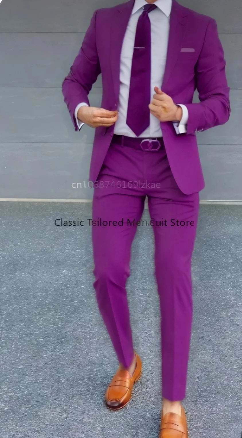 Men's Suit 2 Piece Suit Jacket Pants Formal Wedding Tuxedo Groom Clothes Custom Color Blazer XS-5XL