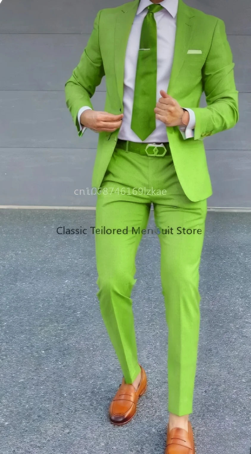 Men's Suit 2 Piece Suit Jacket Pants Formal Wedding Tuxedo Groom Clothes Custom Color Blazer XS-5XL