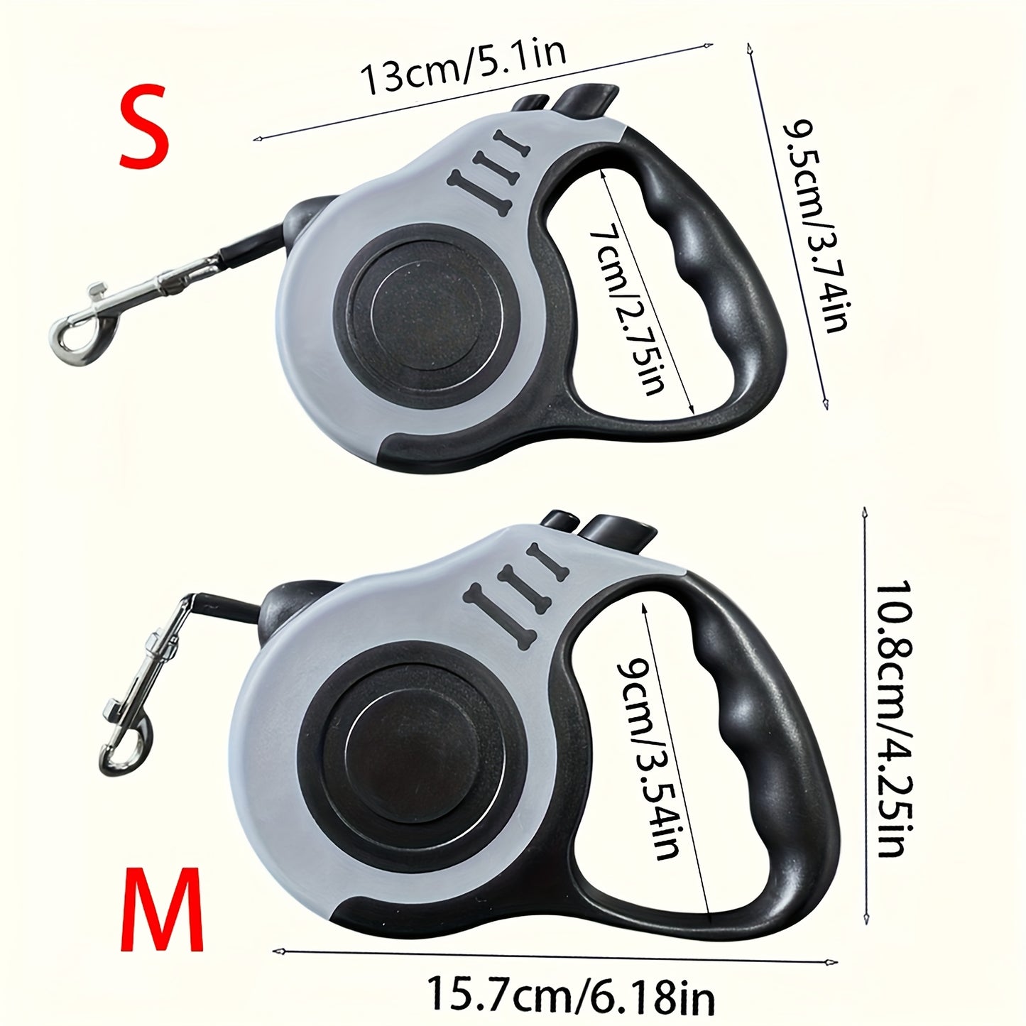 One Double Switch Pet Retractable Leash Colorful Bone Pattern Dog Nylon Rope