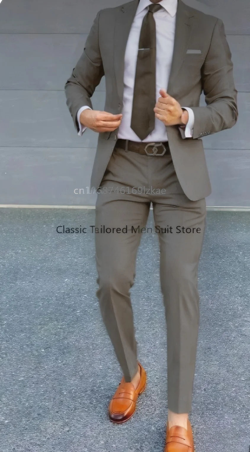 Men's Suit 2 Piece Suit   Jacket Pants Formal Wedding Tuxedo Groom Clothes Custom Color Blazer XS-5XL
